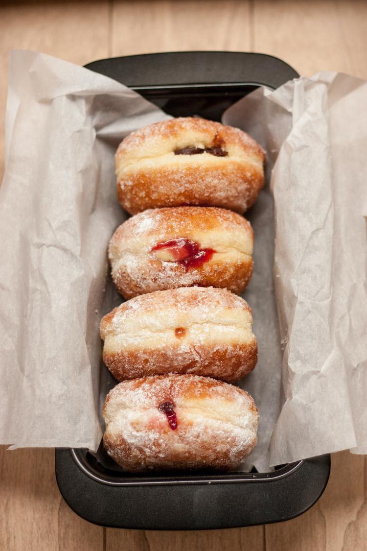 Donut Recipe - Strawberry Jam Donuts with Powdered Sugar
