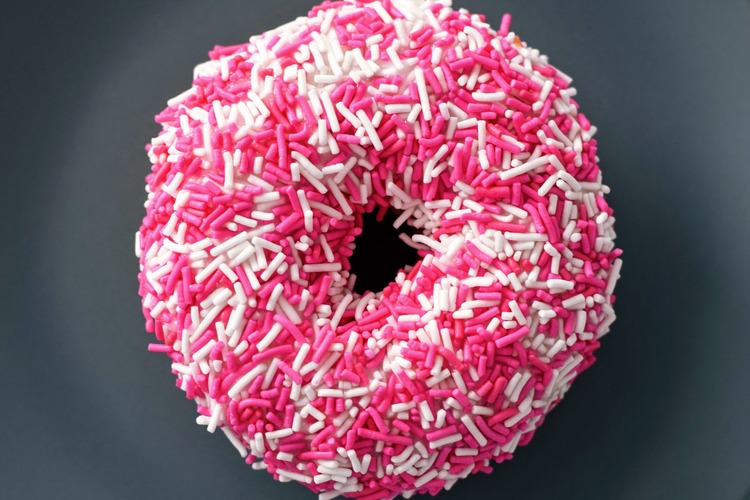 Donuts Recipe - White and Pink Sprinkles Doughnut